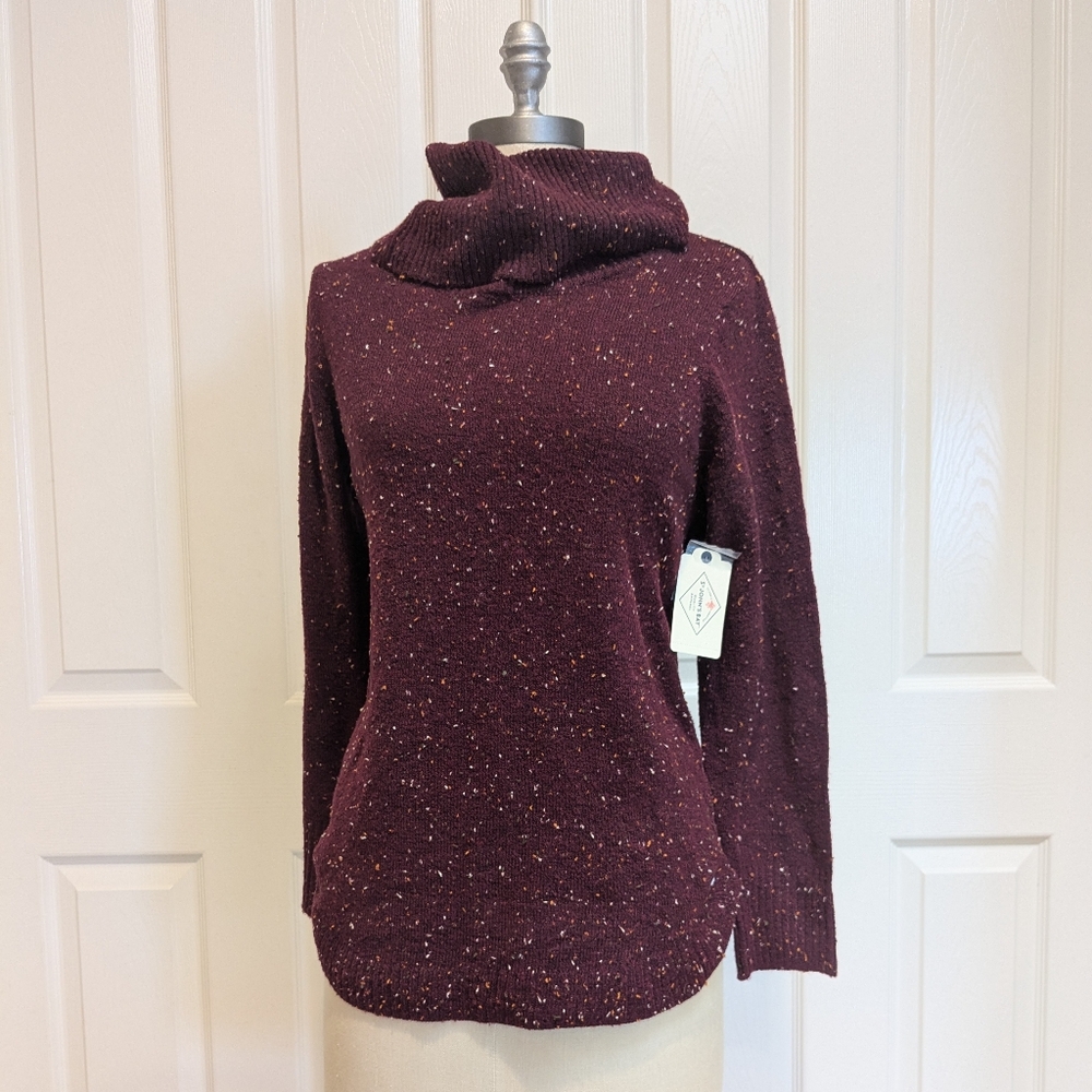 St. John's Bay Women's Burgundy Knit Sweater Multicolor Soft (NEW W/ TAG)